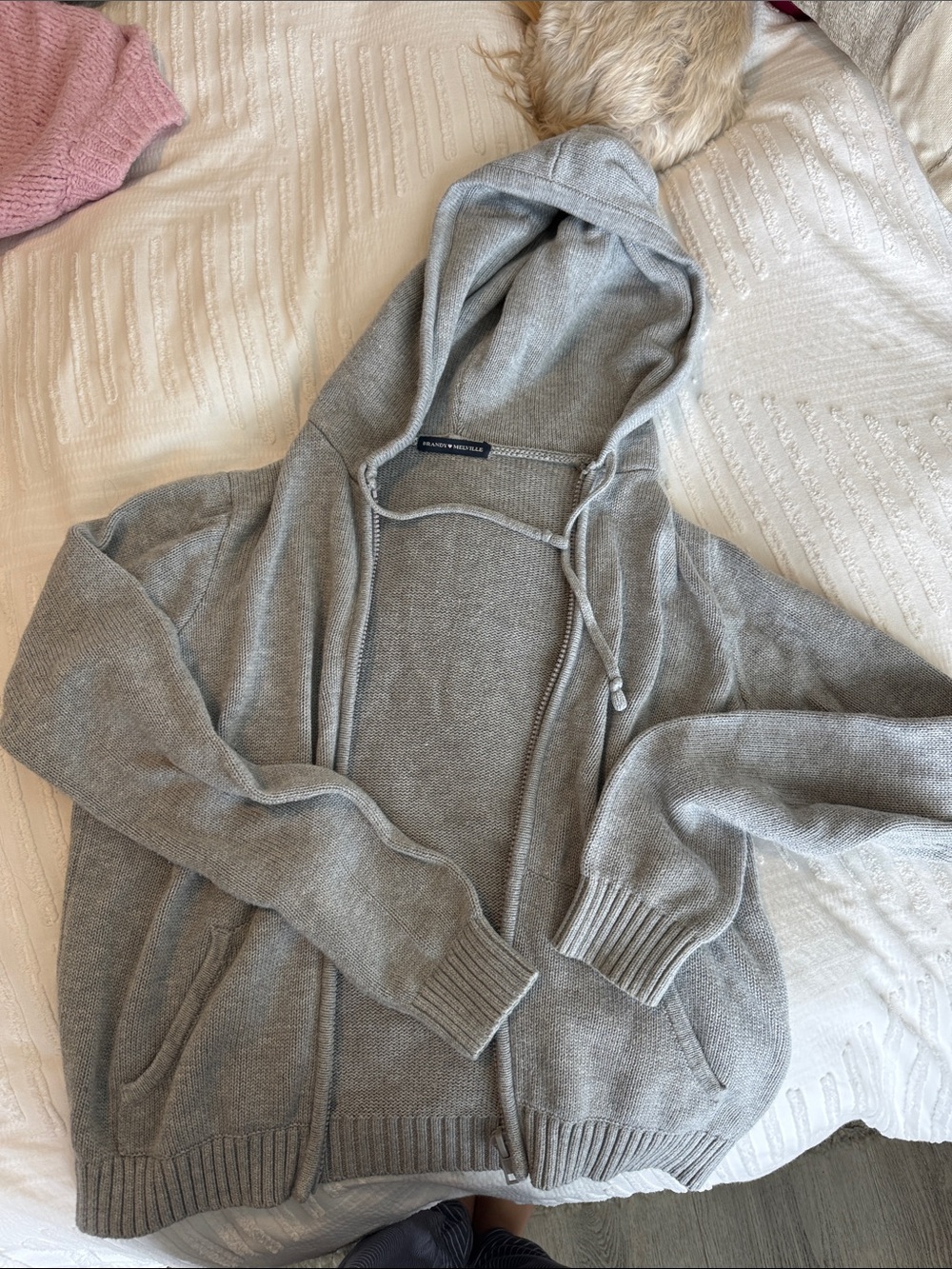 Brandy Melville Woven Grey Zip Up Jacket